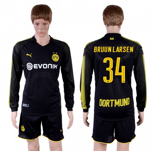 Dortmund #34 Bruun Larsen Away Long Sleeves Soccer Club Jersey